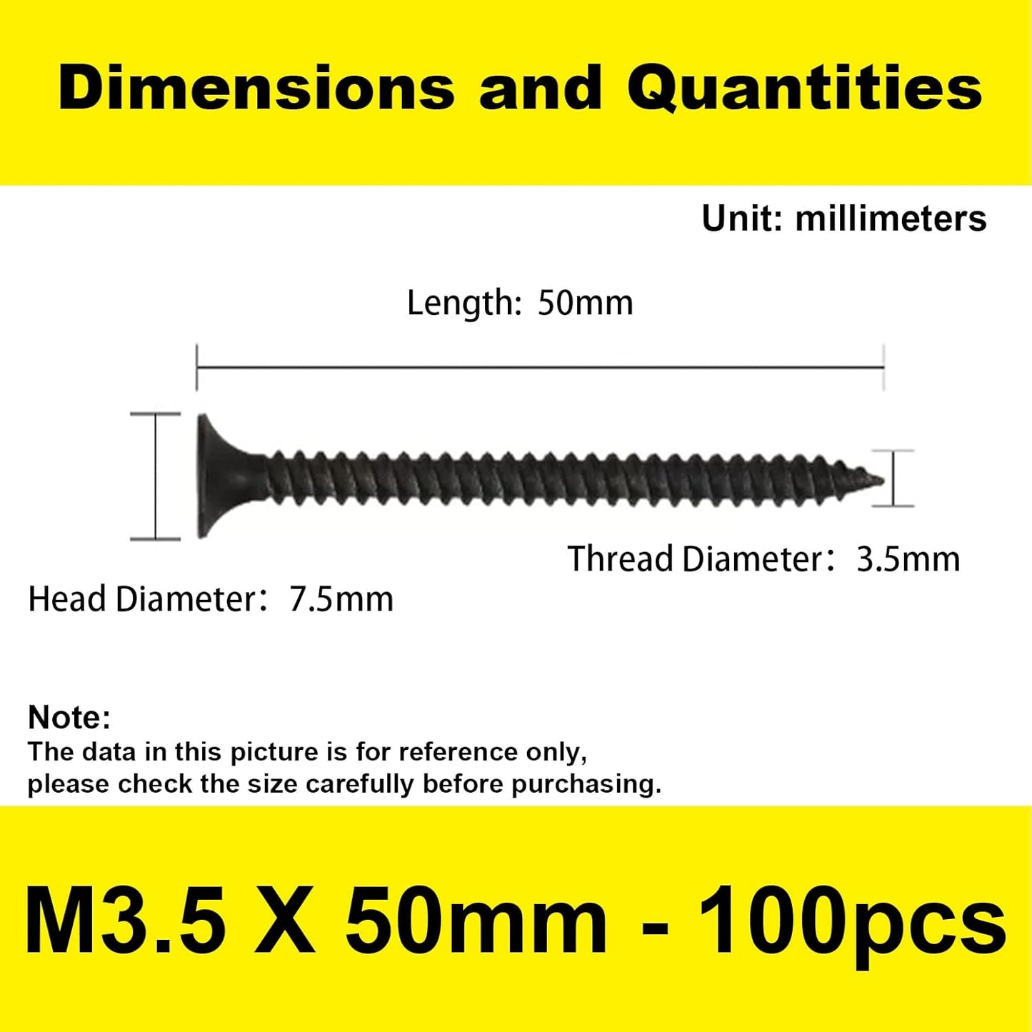 WOMSI #6 x 2'' Wood Screws, Phillips Flat Head Long Screws, Self-Tapping Countersunk Screws, Exterior Wood Screws, Fasteners for Various Woodworking Repairs and DIY Projects (100 pcs)