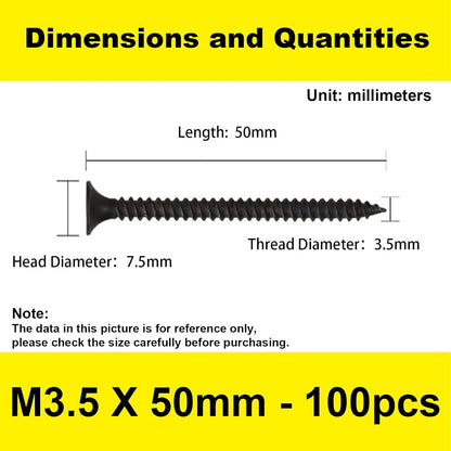 WOMSI #6 x 2'' Wood Screws, Phillips Flat Head Long Screws, Self-Tapping Countersunk Screws, Exterior Wood Screws, Fasteners for Various Woodworking Repairs and DIY Projects (100 pcs)